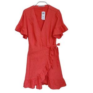 Abercrombie & Fitch Dress Ruffle Wrap Style Linen Cotton Womens size X Small NEW